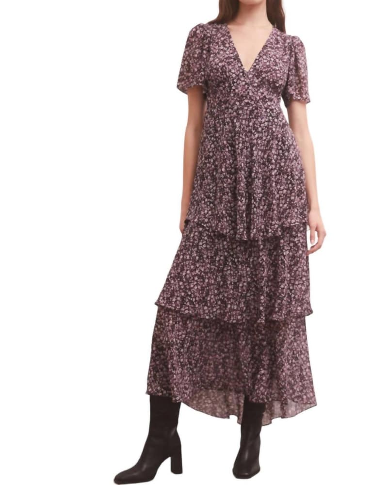 Front of a model wearing a size L Everly Floral Midi Dress In Black in Black by Z Supply. | dia_product_style_image_id:346953